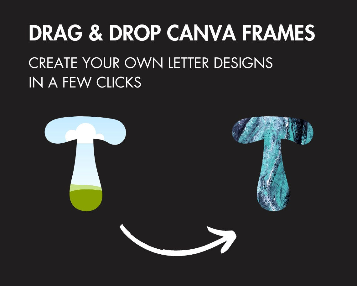 Design Your Own Letters on Canva, Doodle Letters Canva Frames, Cartoon Font Canva Template, Sublimation Design, Easy Drag and Drop Alphabet