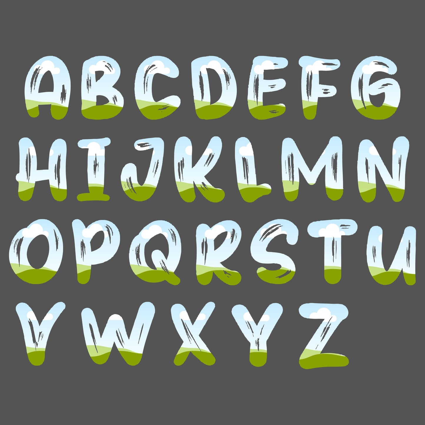 Fill Your Own Doodle Letters on Canva, Horror Alphabet, Canva Frames Bundle, Drag and Drop, Editable Canva Template, Halloween Letters PNG