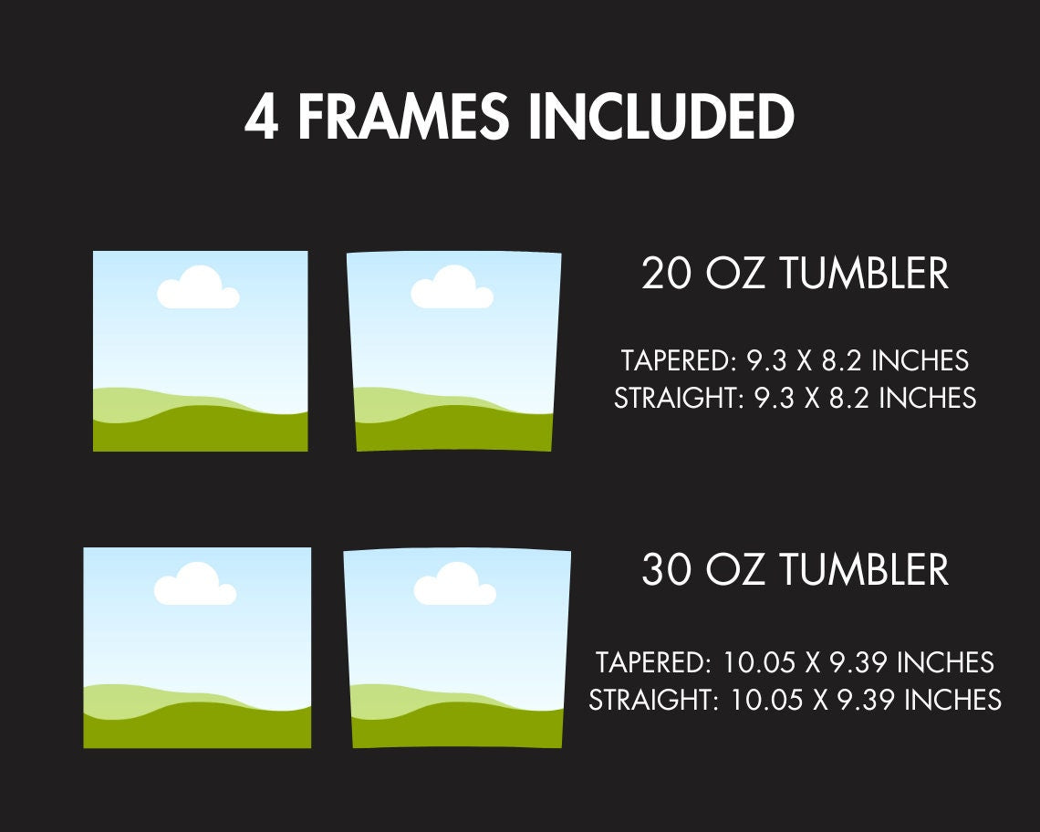 Skinny Tumbler Canva Frames, 20 & 30 OZ Skinny Tumbler Canva Template, Full Tumbler Wrap, Editable Drag Drop Templates, Canva Tumbler Mockup