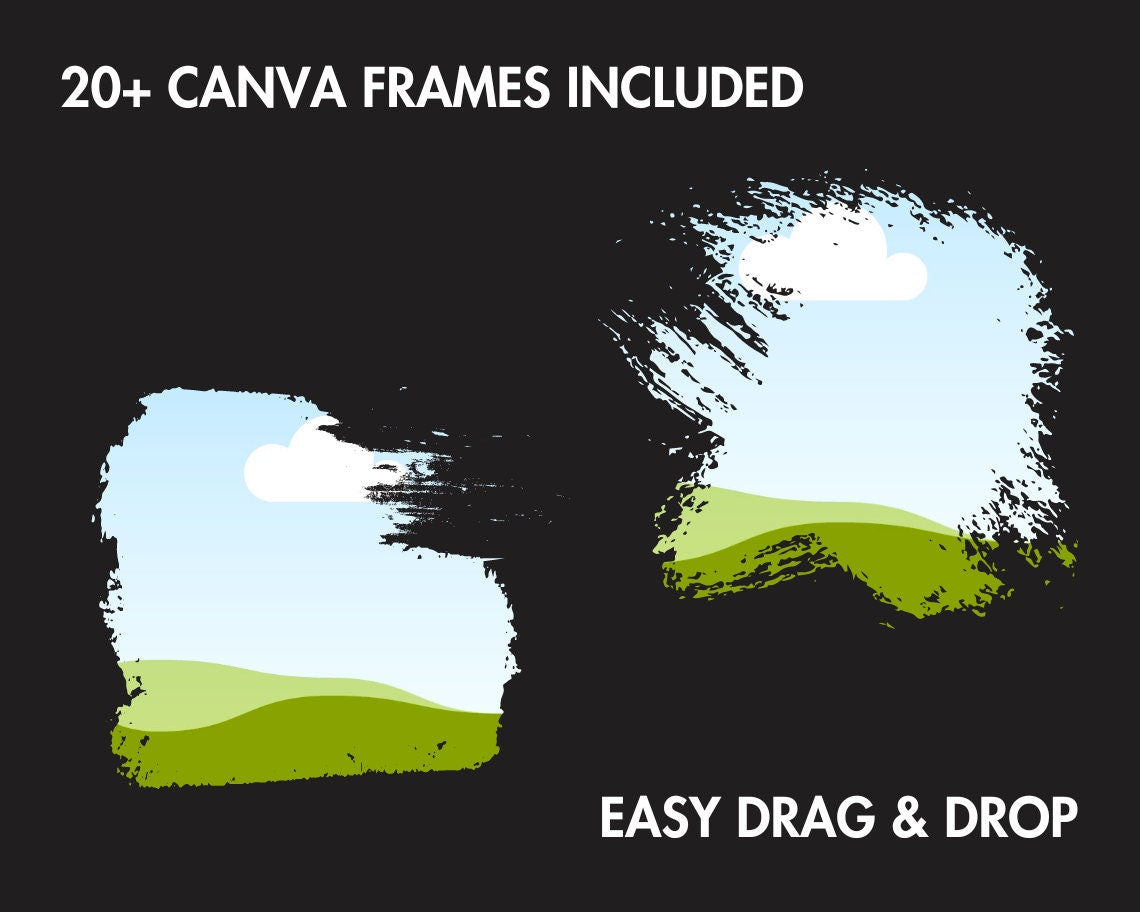 Fill Your Own Paint Splash Canva Frames, Paint Splatter Canva Frames, Drag and Drop Canva Frames Bundle, Editable Abstract Pattern Templates