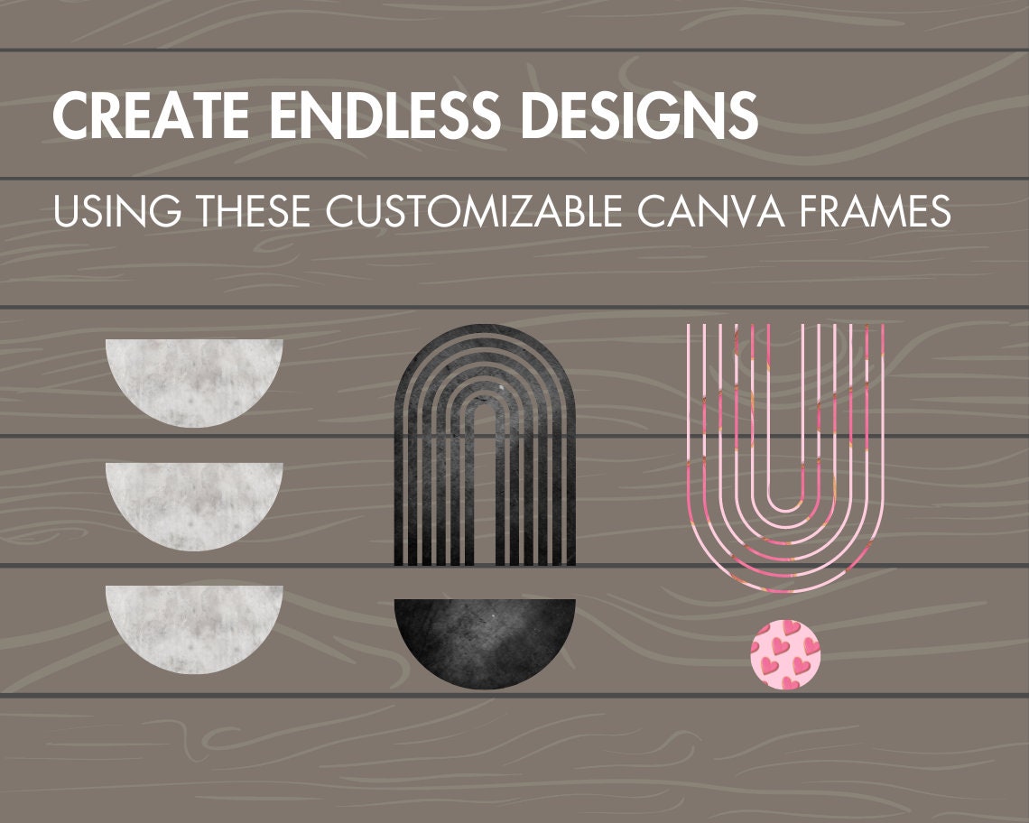 Design Your Own Abstract Shapes on Canva, Boho Canva Templates, Mid Century Canva Frames Bundle, Drag and Drop, Mid Century Modern