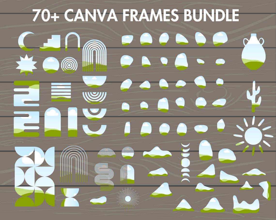 Design Your Own Abstract Shapes on Canva, Boho Canva Templates, Mid Century Canva Frames Bundle, Drag and Drop, Mid Century Modern