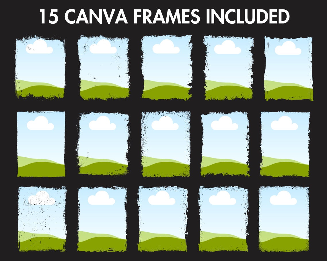Design Your Own Grunge Page, Grunge Pages Templates, Drag and Drop Canva Frames Bundle, Editable Canva Grunge Pages, Commercial Use Frames