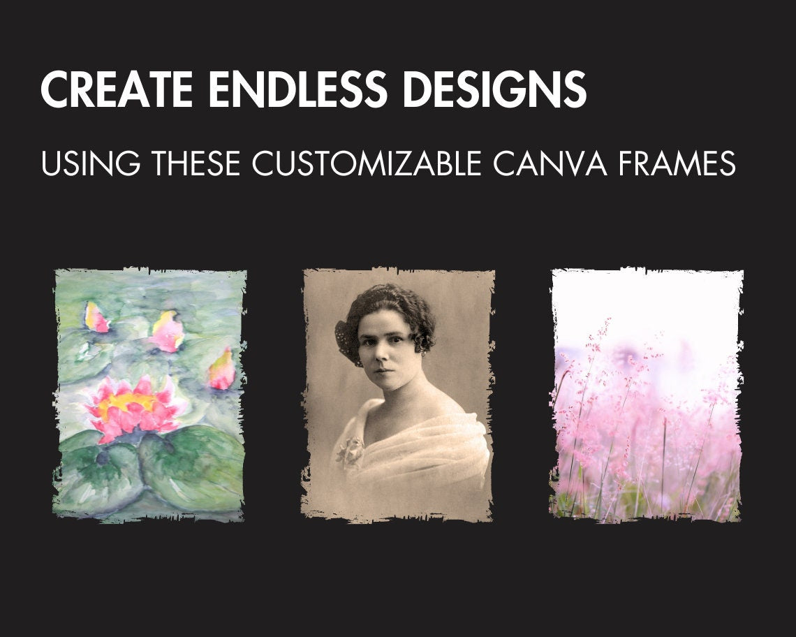 Design Your Own Grunge Page, Grunge Pages Templates, Drag and Drop Canva Frames Bundle, Editable Canva Grunge Pages, Commercial Use Frames