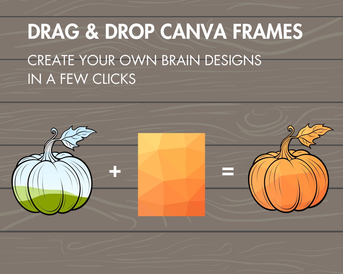 Pumpkins Canva Frames, Drag and Drop Canva Templates, Fall Halloween Spooky Season, Editable Canva Template, Fillable Pumpkin Mockups