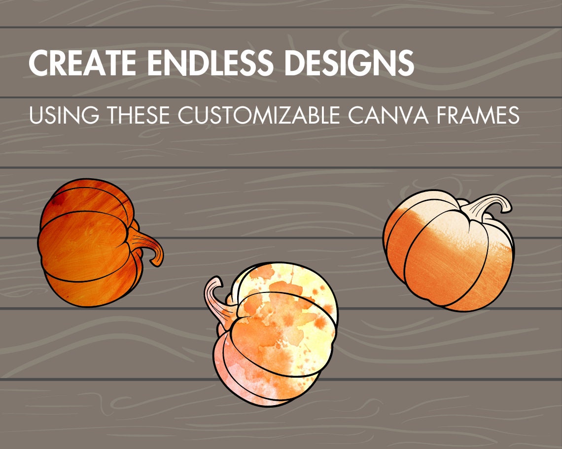 Pumpkins Canva Frames, Drag and Drop Canva Templates, Fall Halloween Spooky Season, Editable Canva Template, Fillable Pumpkin Mockups