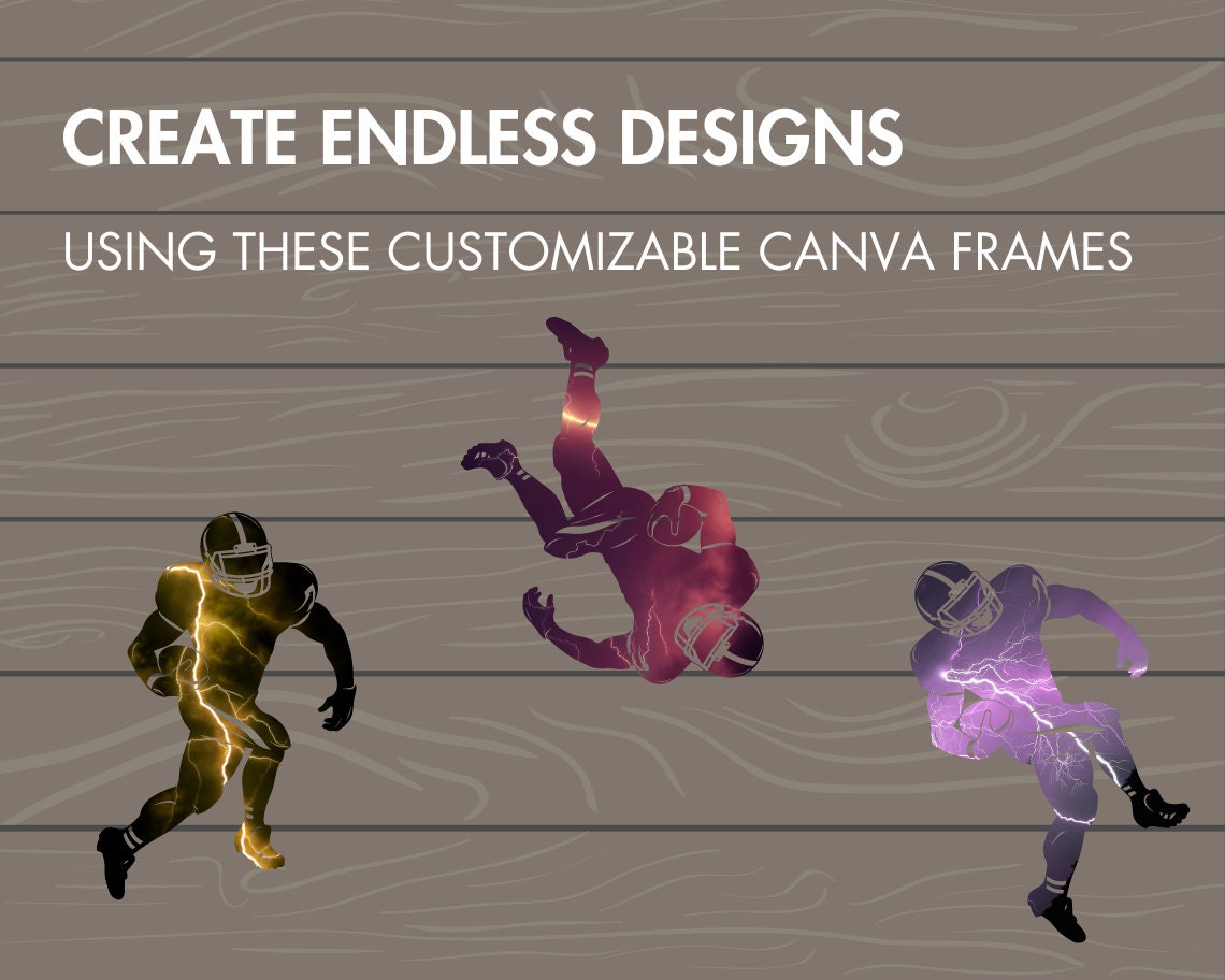 Design Your Own American Football Frames on Canva, American Football Canva Frames Bundle, Sports Canva Editable Templates, Drag and Drop