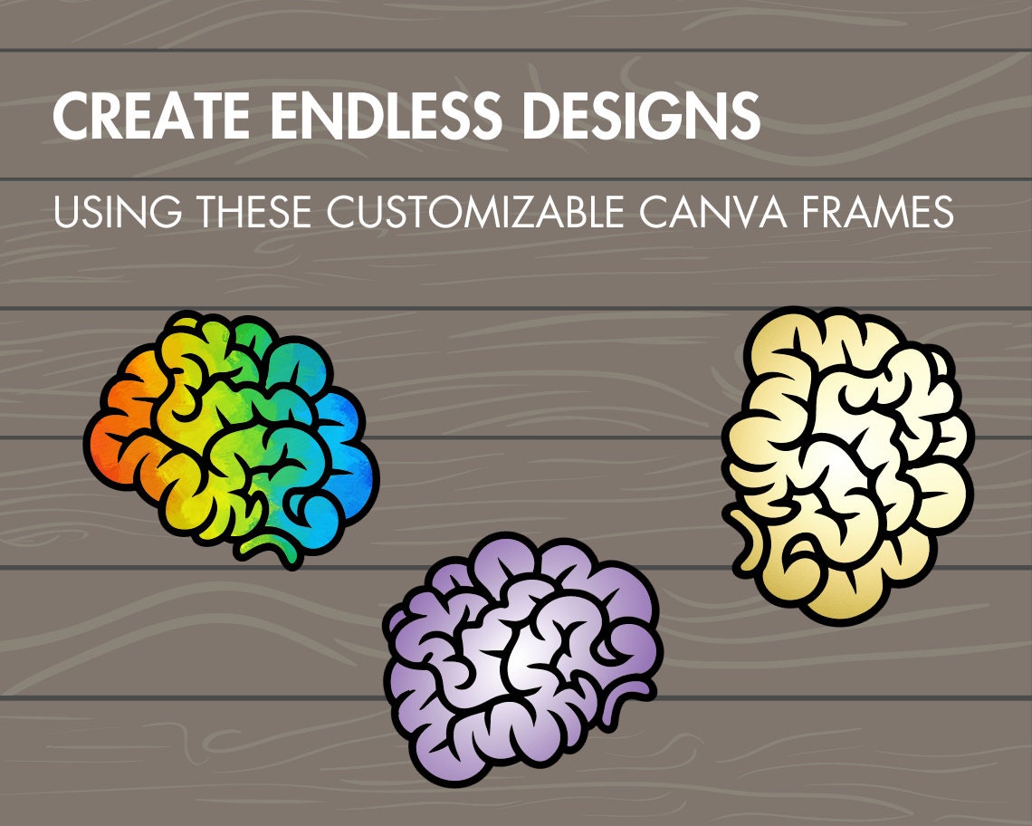 Design Your Own Brain Canva Frames, Human Brain Canva Templates, Drag and Drop, Medical Silhouette, Mental Health Clipart, Anatomy Canva