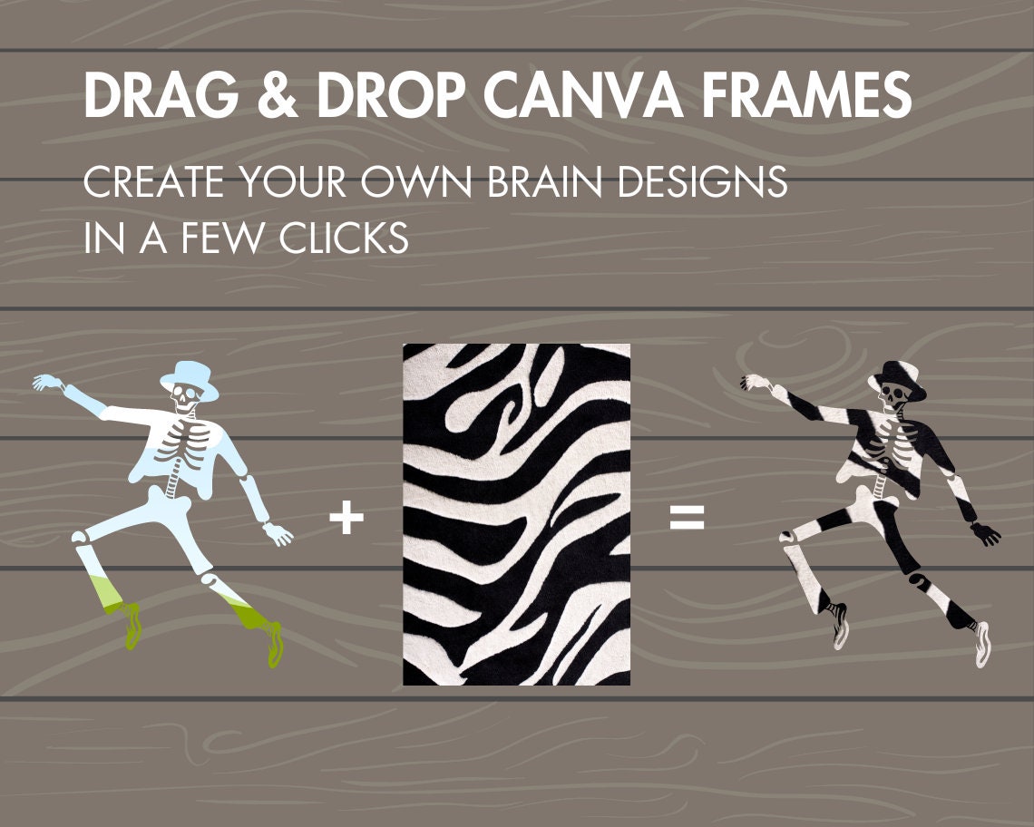 Design Your Own Skeleton Canva Frames, Dancing Skeleton Canva Templates, Drag and Drop Canva Frames, Halloween Templates, Fall Spooky Season
