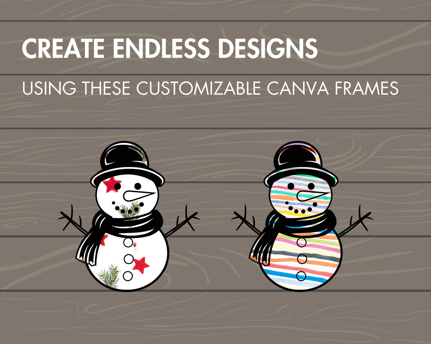 Design Your Own Snowman on Canva, Editable Christmas Snowman Template, Drag and Drop Canva Frames, Snowman Silhouettes, Holiday Winter PNG