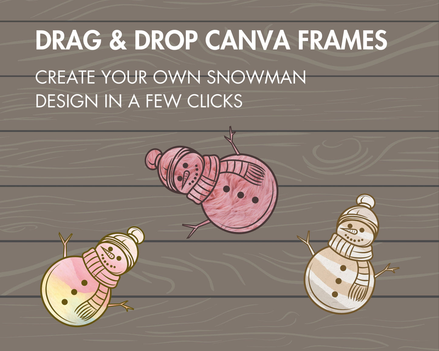 Design Your Own Snowman on Canva, Editable Christmas Snowman Template, Drag and Drop Canva Frames, Snowman Silhouettes, Holiday Winter PNG