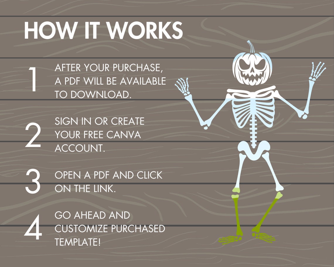 Design Your Own Skeleton Canva Frames, Dancing Skeleton Canva Templates, Drag and Drop Canva Frames, Halloween Templates, Fall Spooky Season