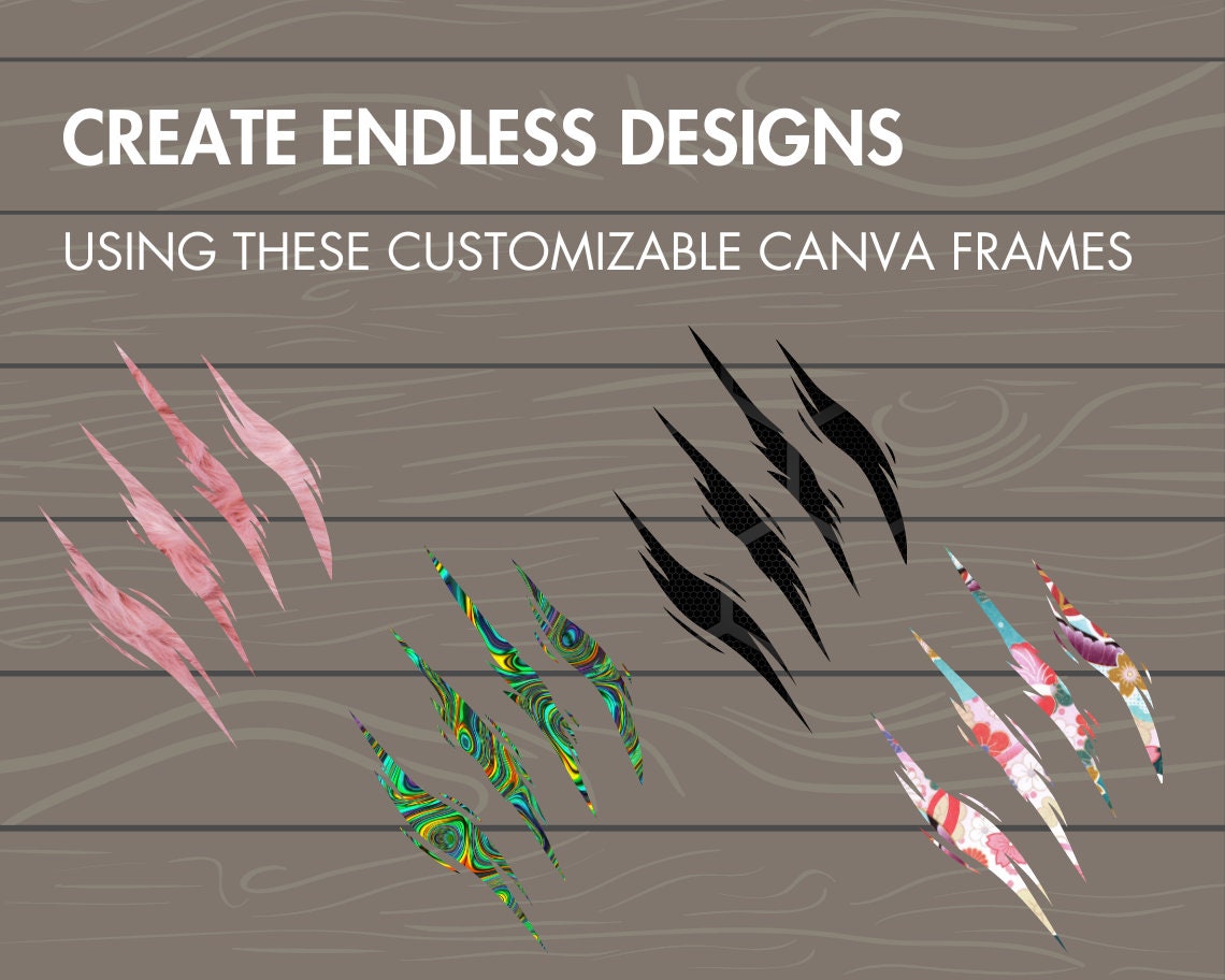 Design Your Own Claw Scratch Canva Frames, Claw Mark Canva Templates, Drag and Drop, Editable Animal Paw Scratches, Scratches Clip Art