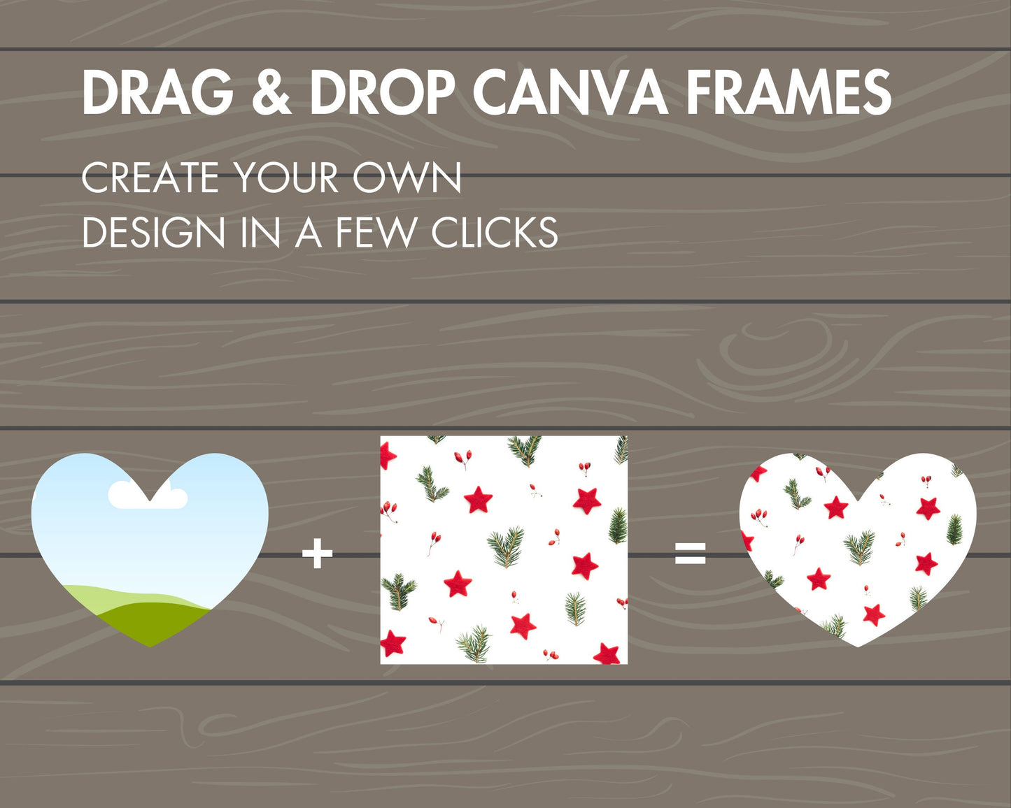 Design Your Own Christmas Canva Frames, Christmas Template, Faux embroidery Christmas Designs, Drag and Drop, Xmas Tree Santa Deer PNG