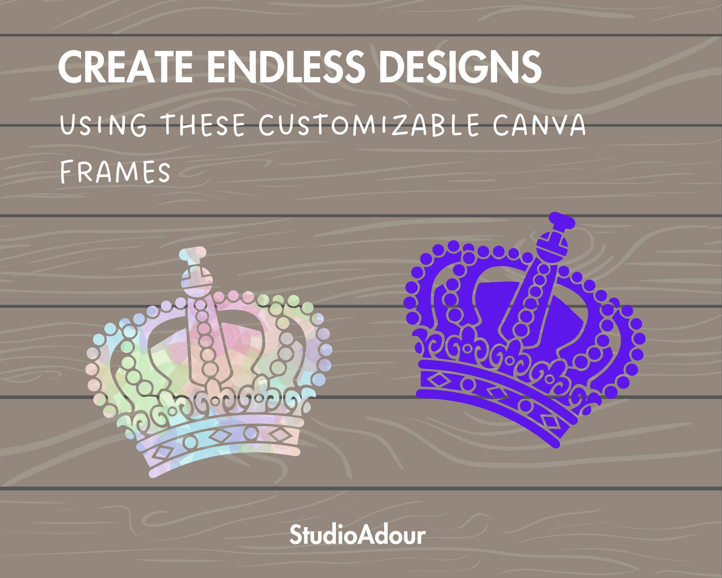 Design Your Own Crown on Canva, Canva Frame Bundle, Royal Crown Canva Template, Drag and Drop Photo, Princess Crown Silhouette, Clipart