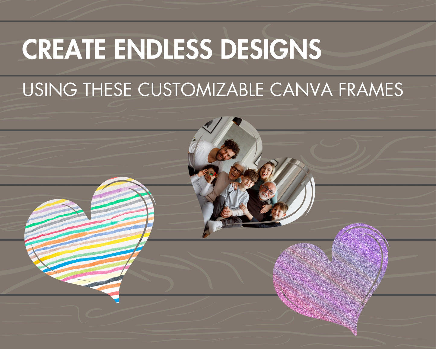 Design Your Own Heart on Canva, Heart Love Canva Template, Easy Drag and Drop Editable Canva Frames, Heart Bundle, Valentine's Day PNG