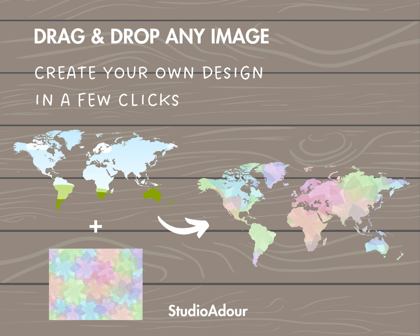 Design Your Own World Map on Canva, Editable Canva Template, Drag and Drop Photo, World Map Silhouette, Global Map Canva Frame, Continents