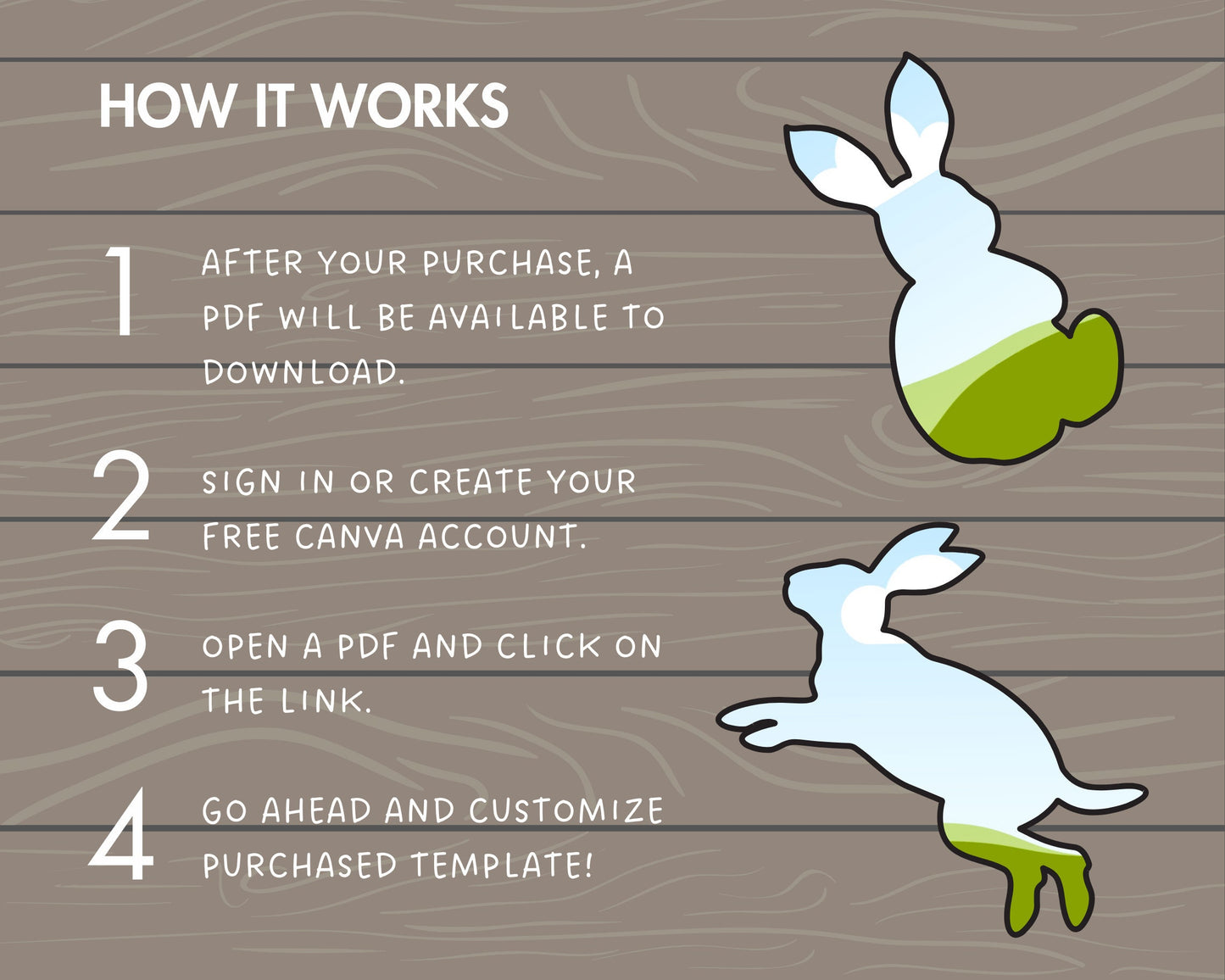 Design Your Own Bunny Canva Frames, Rabbit Silhouette, Canva Frames Bundle, Drag and Drop Photo, Bunny Sticker, Easter Bunny, Bunny Clipart