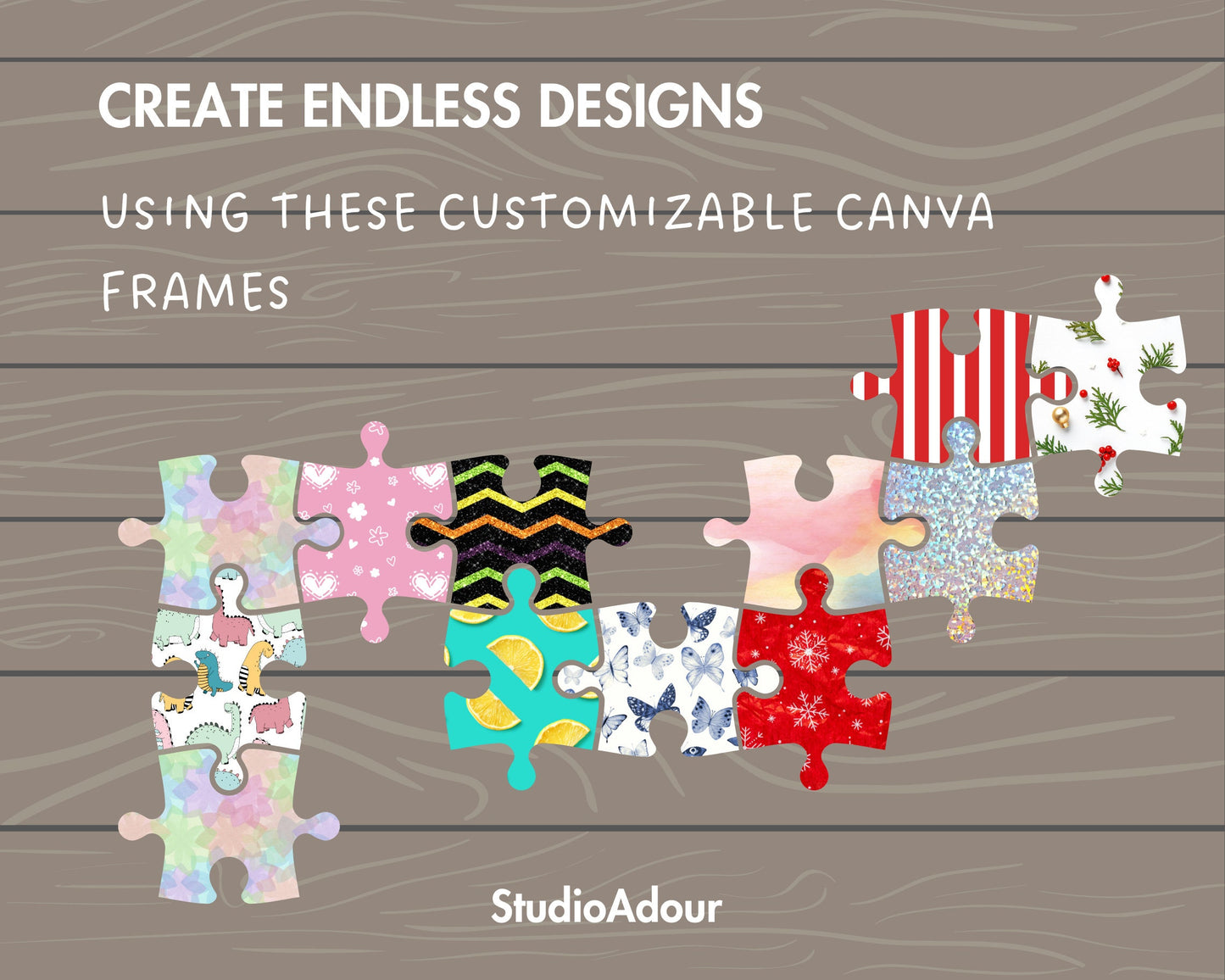 Design Your Own Jigsaw Puzzle Canva Frames, Editable Puzzle Pieces Canva Template, Drag and Drop Photo, Puzzle Mockup, Puzzle Clipart