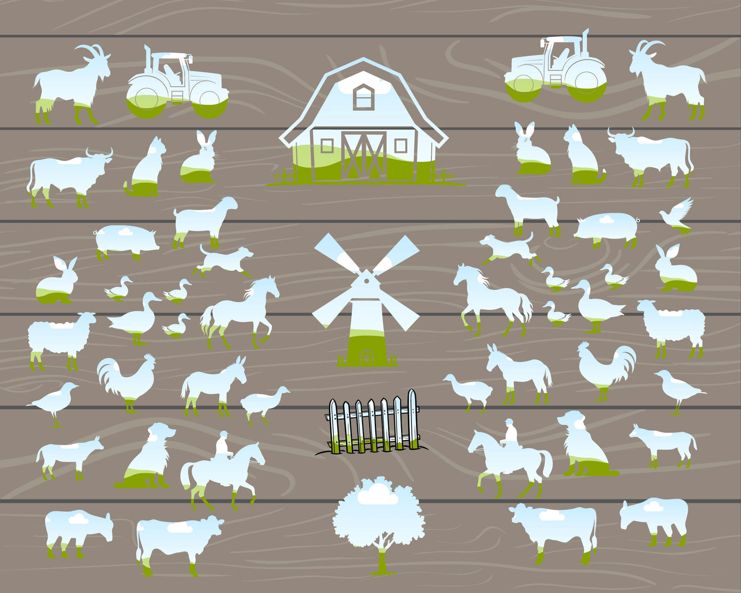 Design Your Own Farmhouse Canva Frames Bundle, Farm Canva Templates, Farm Animals Silhouette, Drag and Drop, Farm Animal Clipart, Truck Barn