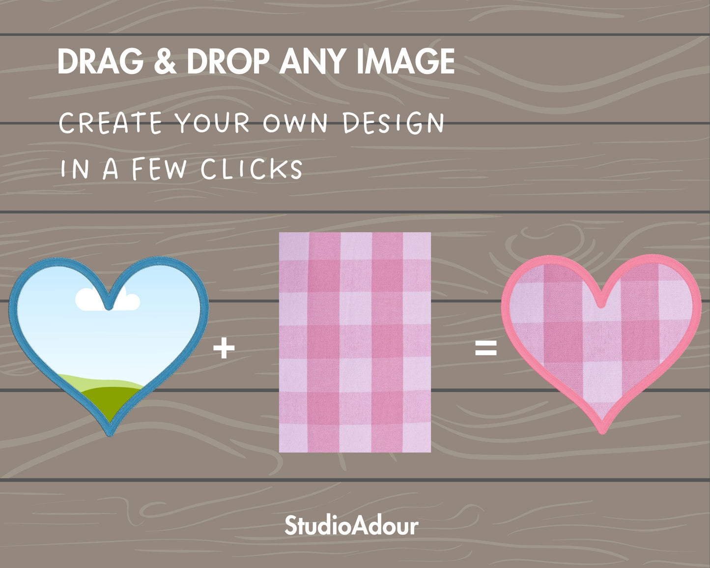 Design Your Own Faux Embroidery Heart, Digital Stitch Heart, Heart Applique, Canva Frames Bundle, Valentine Patch Duotone, Drag and Drop PNG