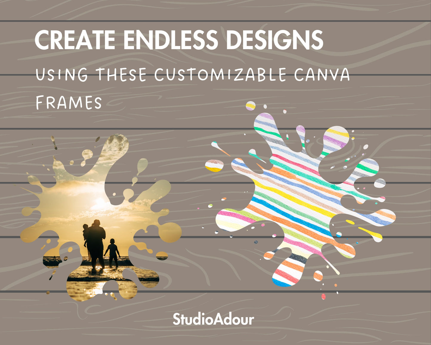 Design Your Own Paint Splatter Canva Frames, Paint Splats Canva Template, Paint Spots, Drag and Drop Photo, Paint Splash Clipart, Silhouette