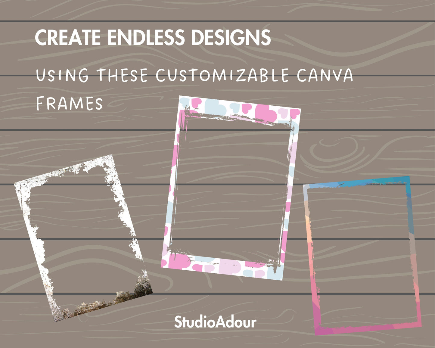 Design Your Own Grunge Edge Canva Frames, Grunge Border Canva Templates, Easy Drag and Drop, Weathered Border, Editable Aged Photo Frames
