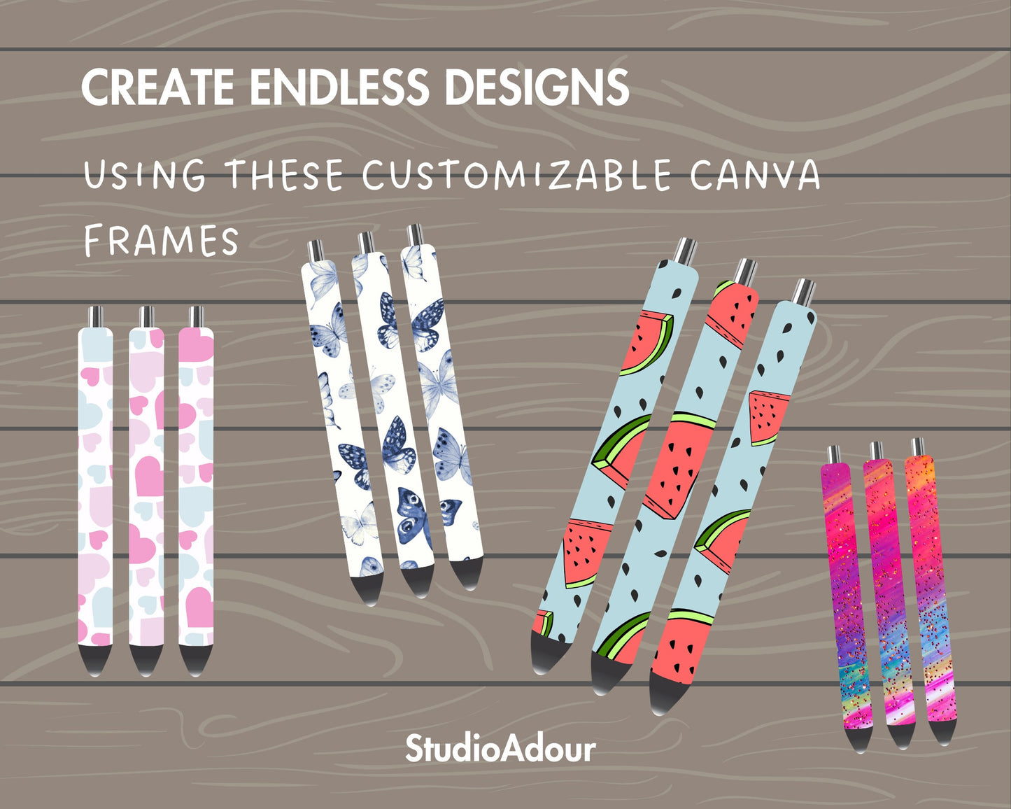 Full Wrap Small Pen Mockup, Epoxy Pen Canva Mockup, Easy Drag and Drop, Editable Pen Canva Template, Sublimation Pen Mockup, Seamless Design