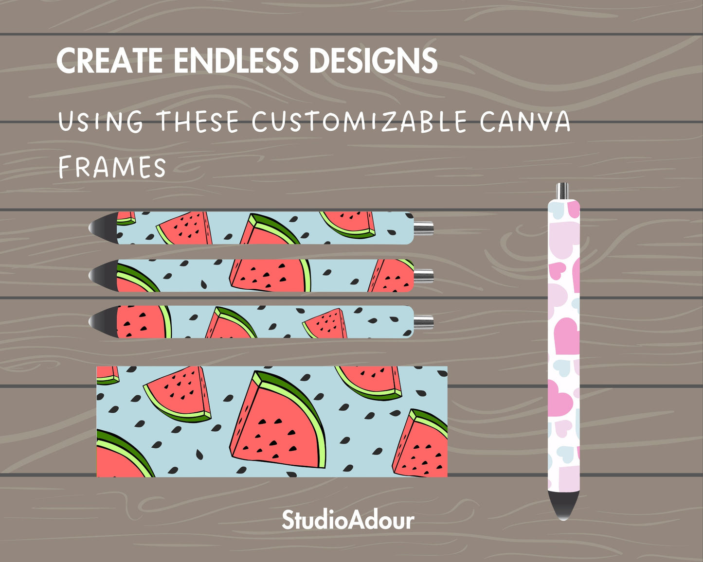 Small Pen Bundle, 1.5 x 4.75 Full Pen Wrap, Epoxy Pen Canva Mockup, Editable Pen Template, Drag and Drop, DIY Sublimation Pen, Canva Frames