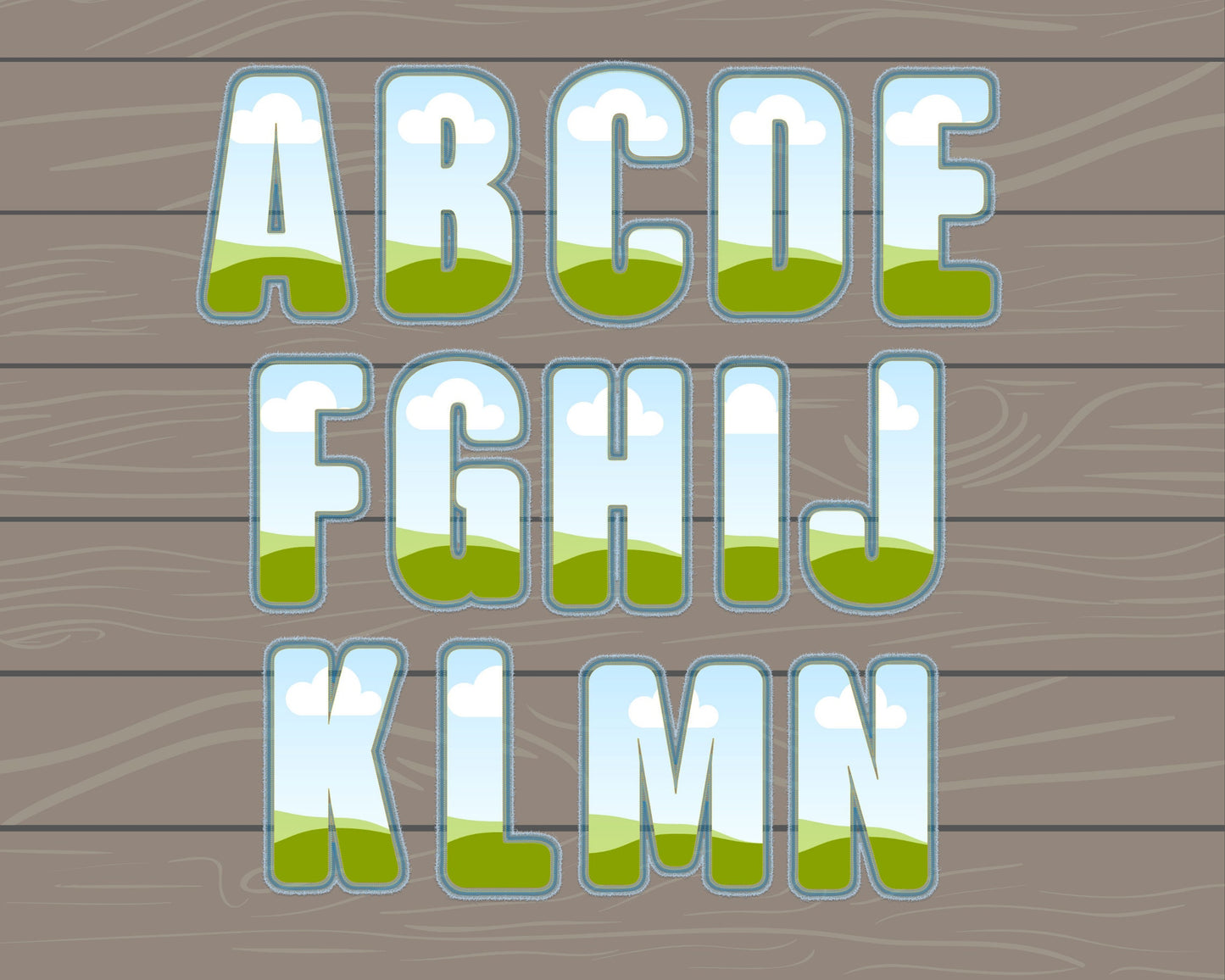 Digital Stitch Letters and Numbers, Faux Embroidery Applique Alphabet, Drag and Drop Photo, DIY Letters Canva Frame, Duotone Canva Letters