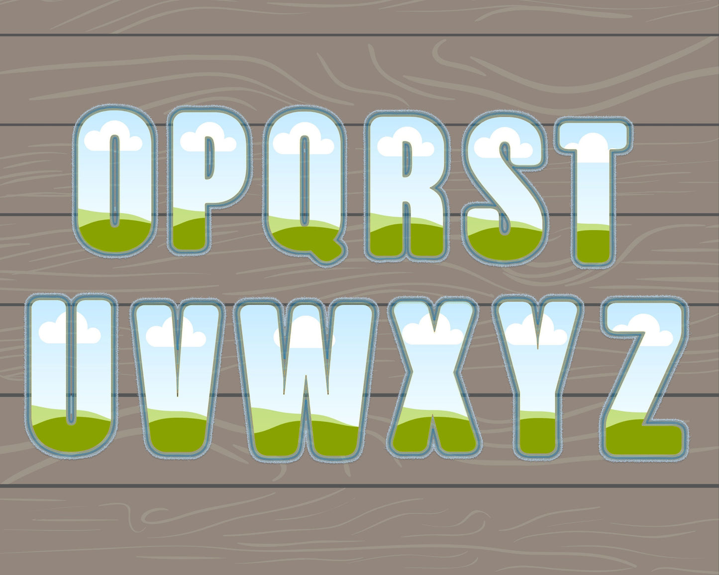 Digital Stitch Letters and Numbers, Faux Embroidery Applique Alphabet, Drag and Drop Photo, DIY Letters Canva Frame, Duotone Canva Letters