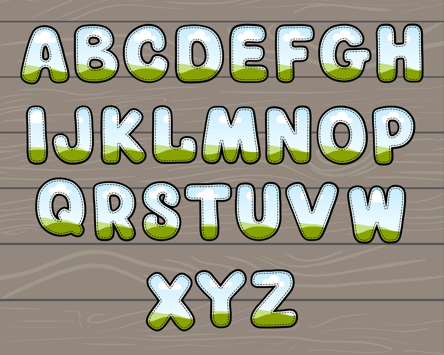 Design Your Own Stiched Letters on Canva, Doodle Letters Canva Frames Bundle, Editable Canva Letters Template, Drag and Drop, Digital Stitch