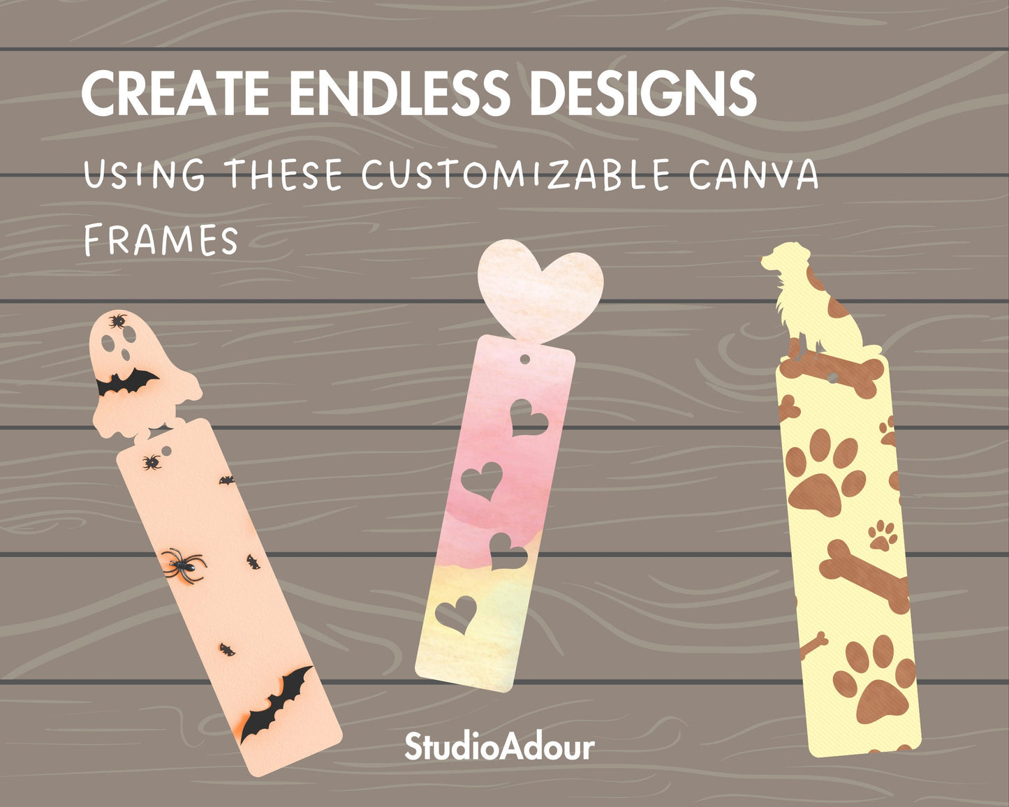Design Your Own Bookmarks, Editable Bookmark Canva Template, Canva Frames Bundle, Drag and Drop Photo, Bookmark Printable, Silhouette