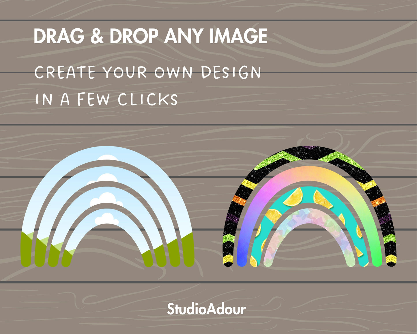 Design Your Own Rainbow Canva Frames, Multi Layer Rainbow Template, Canva Frames Bundle, Drag and Drop, Hand Drawn Rainbow Clipart, Sticker