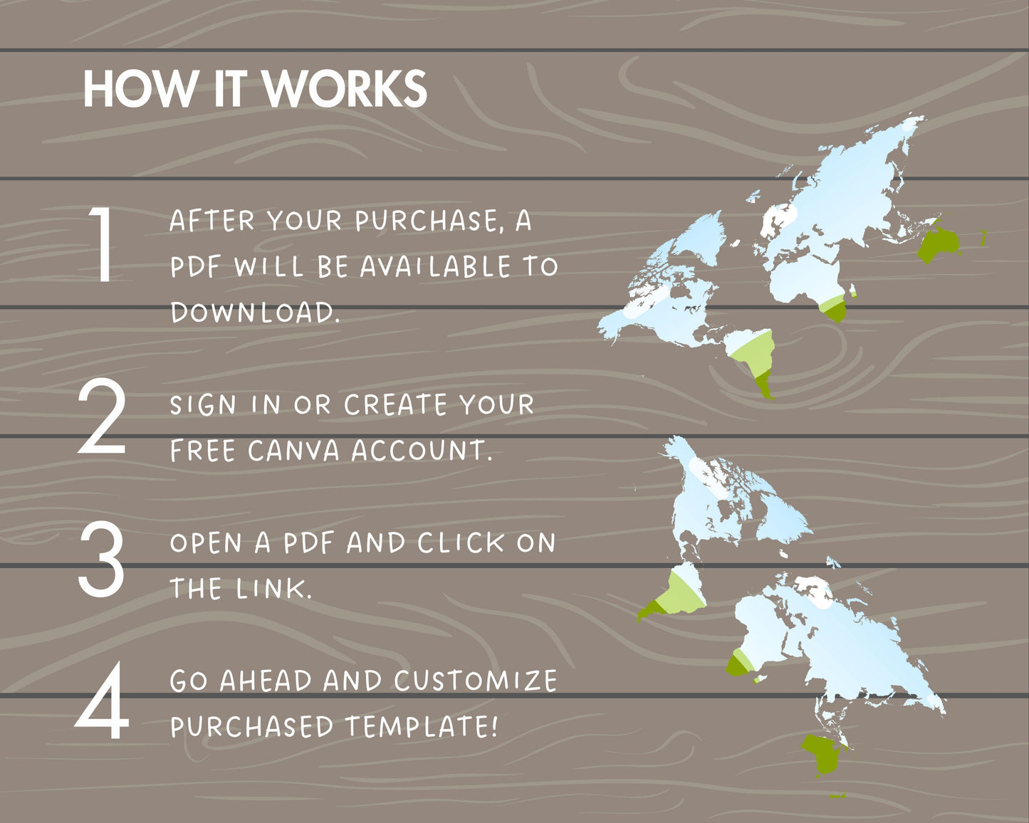 Design Your Own World Map on Canva, Editable Canva Template, Drag and Drop Photo, World Map Silhouette, Global Map Canva Frame, Continents