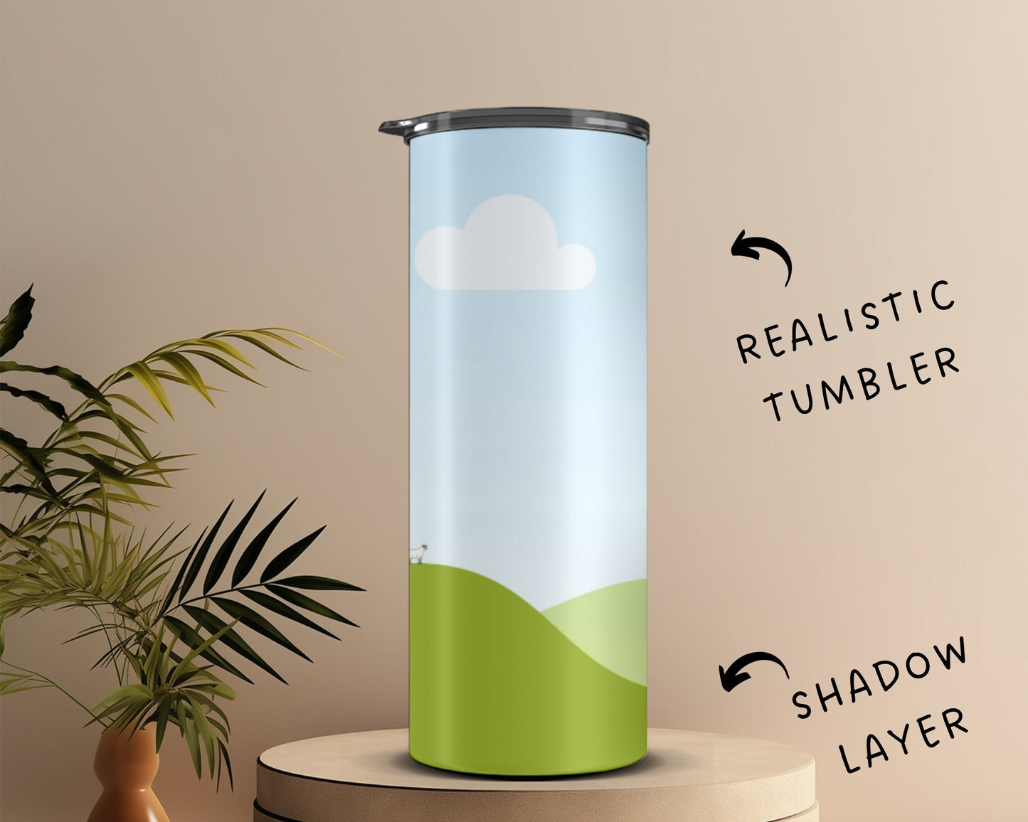 20oz Rotating Skinny Tumbler Canva Mockup, Editable Animated Skinny Tumbler Canva Template, Easy Drag and Drop Photo, Full Wrap Tumbler