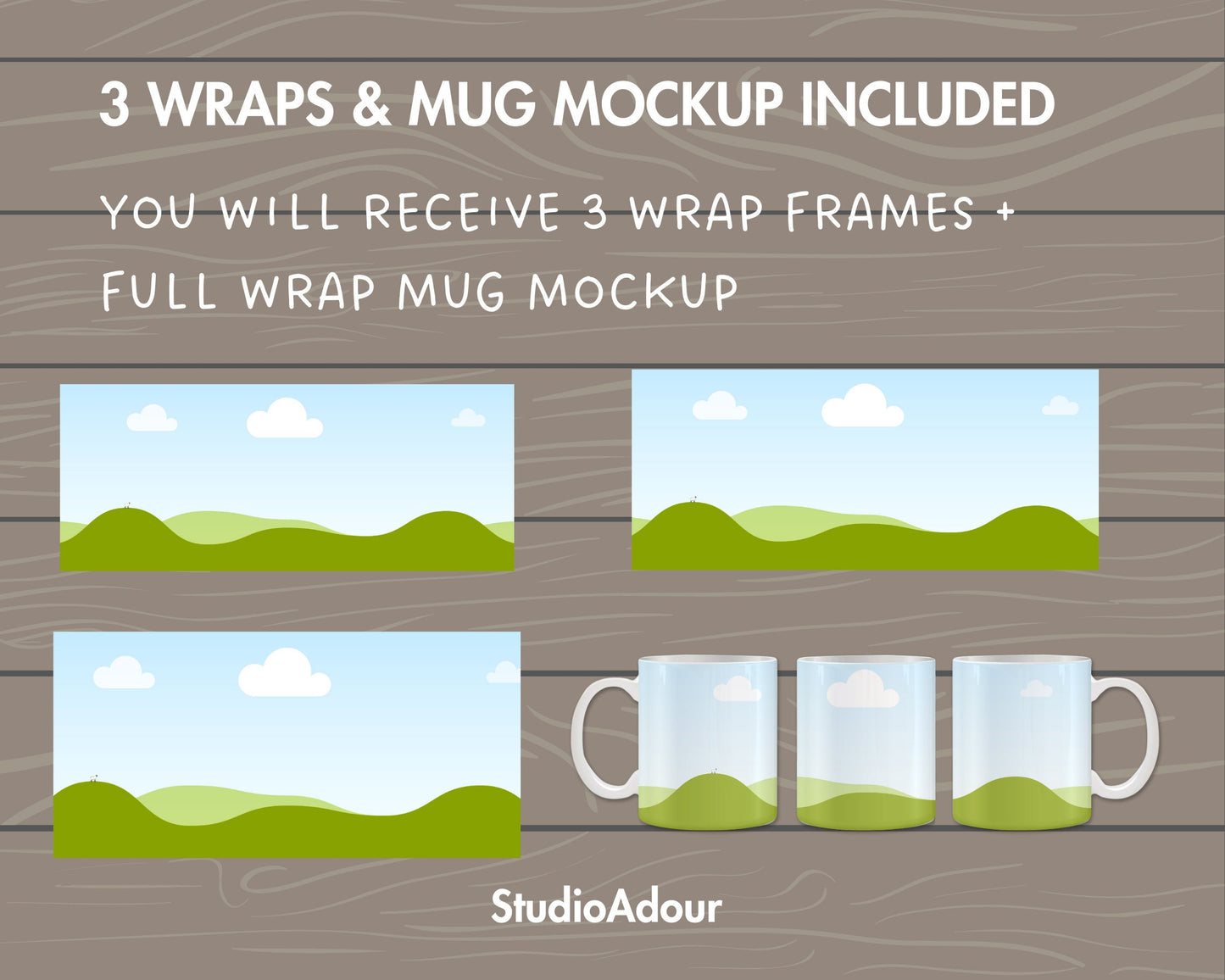 Design Your Own 11oz 12oz 15oz Mug Wrap & Mug Mockup, Full Wrap Canva Template, Canva Frames Bundle, Full Wrap Mug Mockup, Sublimation Mug