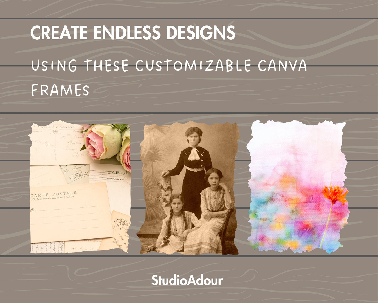 Design Your Own Grunge Pages, Vintage Paper Canva Template, Easy Drag and Drop, Ancient Frame, Editable Old Paper Pages, Commercial Use