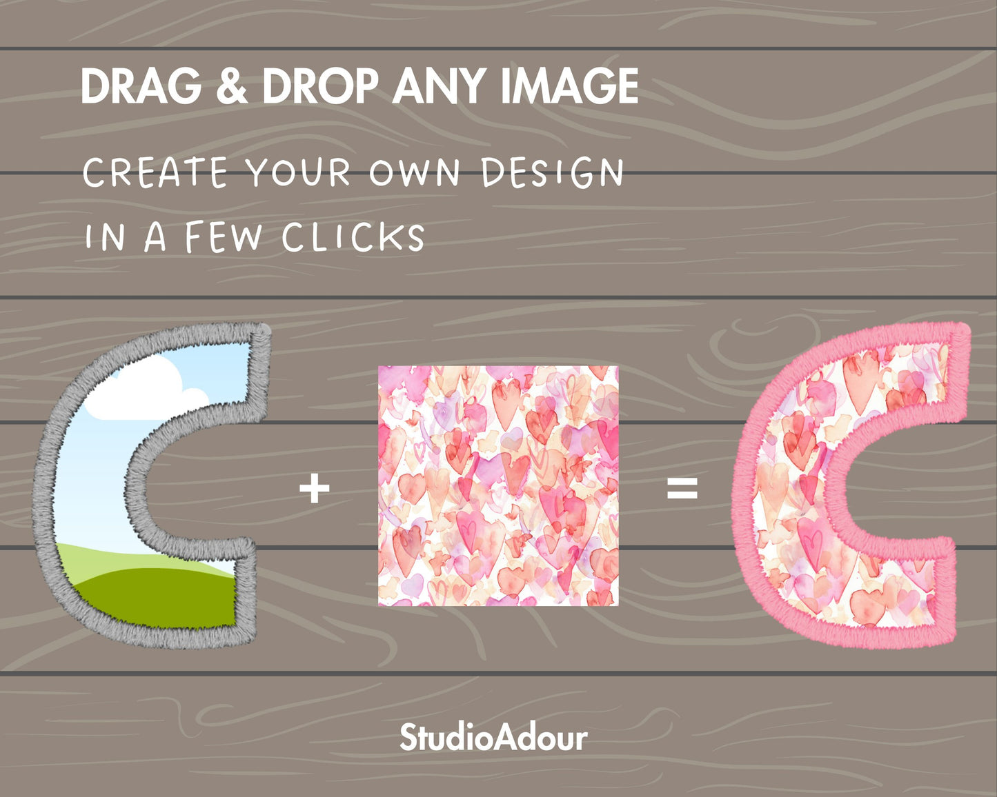 Digital Stitch Canva Letters PNG, Faux Embroidery Applique DIY Letters , Canva Frames Bundle, Easy Drag and Drop, Duotone Canva Alphabet