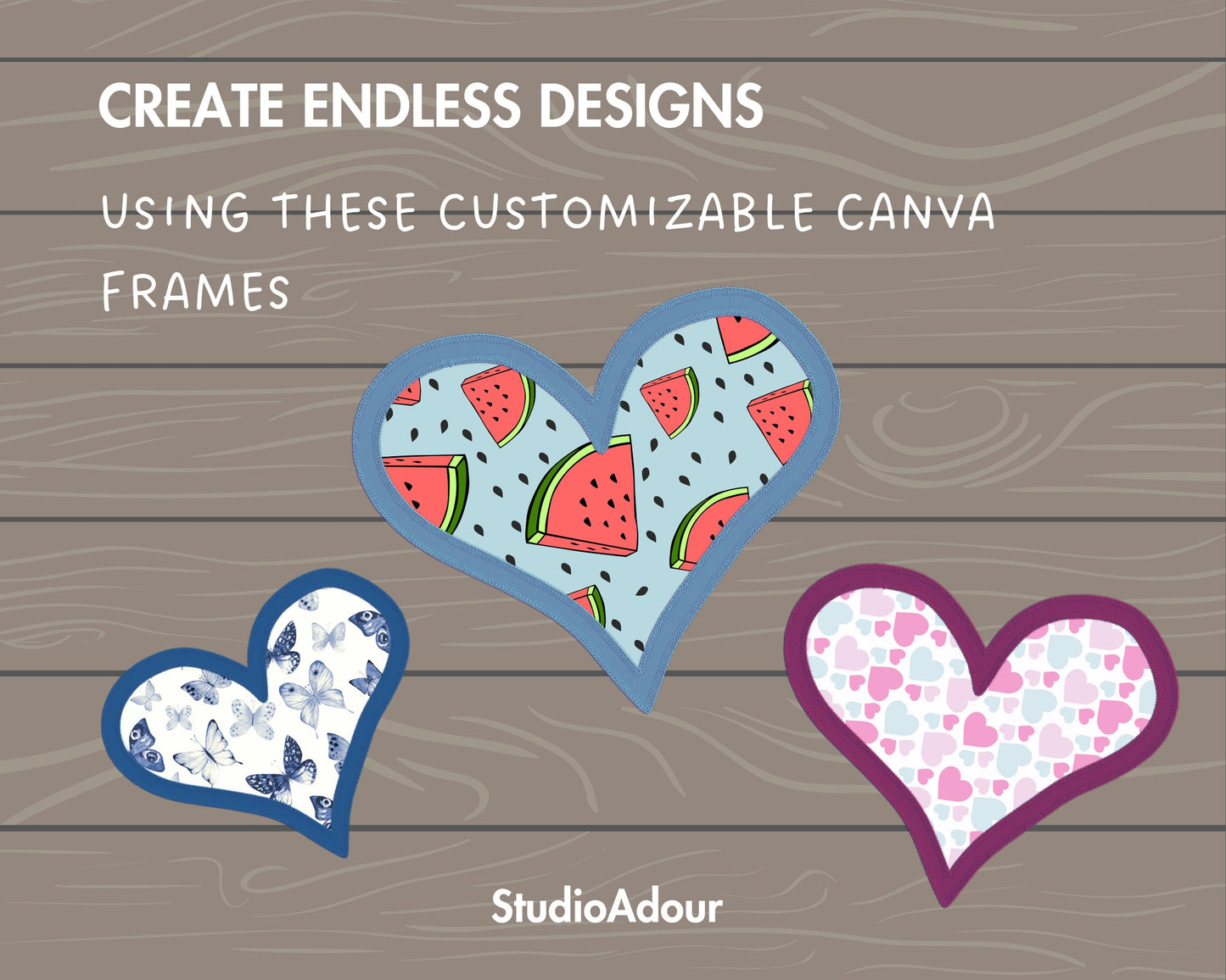 Design Your Own Faux Embroidery Heart, Digital Stitch Heart, Heart Applique, Canva Frames Bundle, Valentine Patch Duotone, Drag and Drop PNG