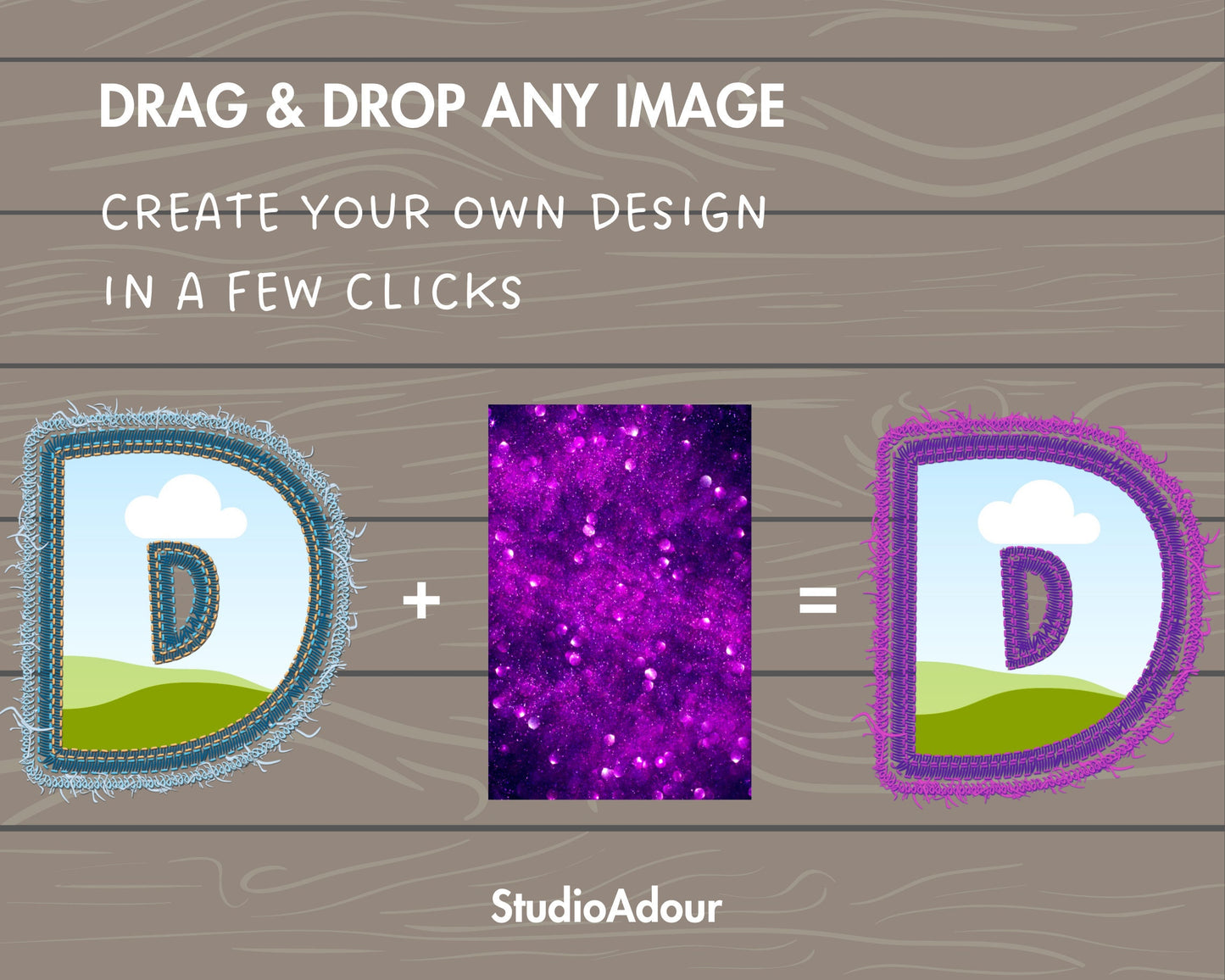 Digital Stitch Canva Alphabet, Faux Embroidery Canva Letters Template, Drag and Drop, Editable Patch Letters & Numbers, Canva Frames Bundle
