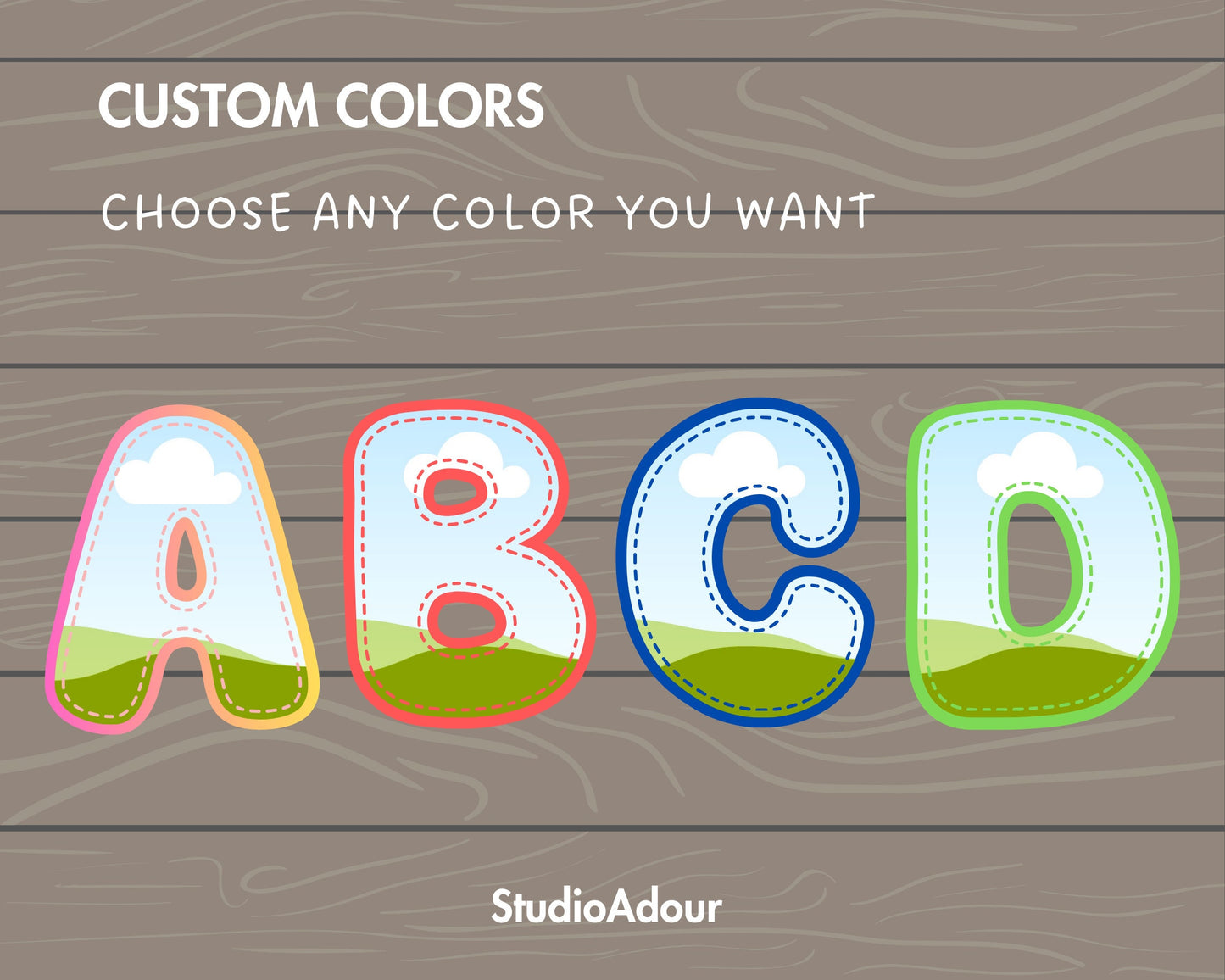 Design Your Own Stiched Letters on Canva, Doodle Letters Canva Frames Bundle, Editable Canva Letters Template, Drag and Drop, Digital Stitch