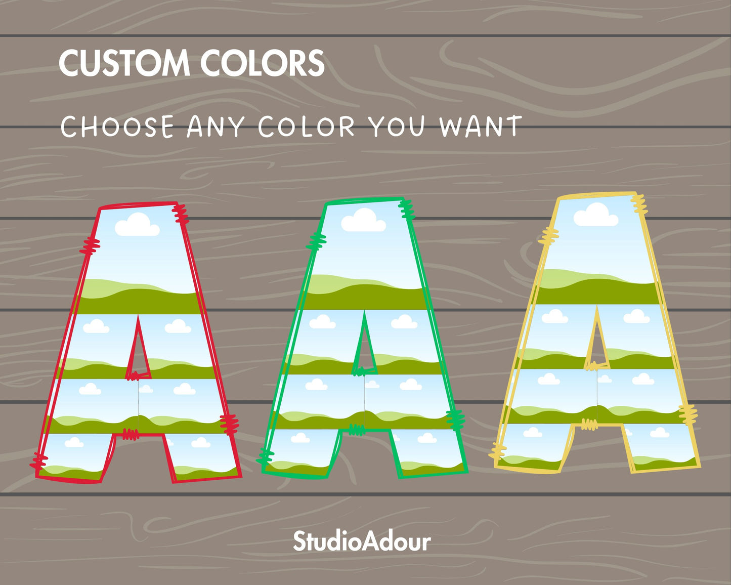 Design Your Own Photo Collage in Canva, Editable Collage Canva Template, Drag and Drop Photo, Doodle Letters Collage, Alphabet Photo Collage