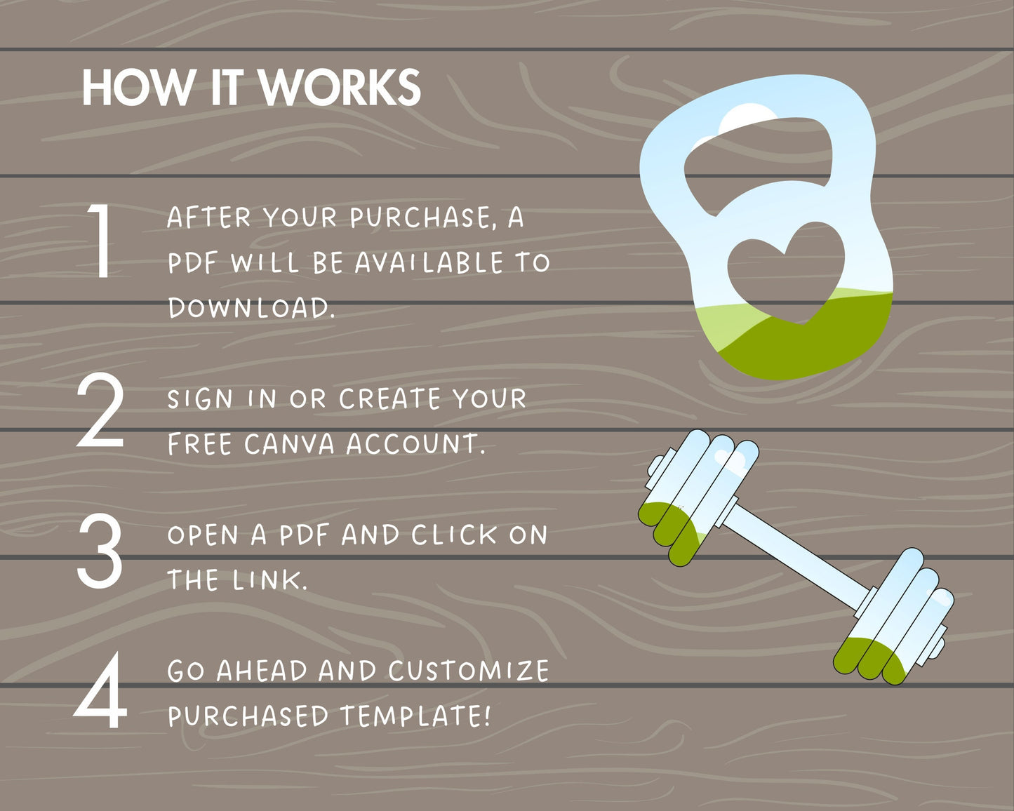 Design Your Own Fitness Canva Frames, Gym Canva Template, Drag and Drop, Canva Frames Bundle, Workout Silhouette, Dumbbell PNG, Weights