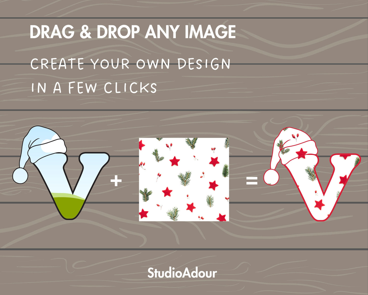 Design Your Own Christmas Alphabet, Christmas Letters Canva Template, Easy Drag and Drop, Canva Frames Bundle, Editable Santa Hat Alphabet