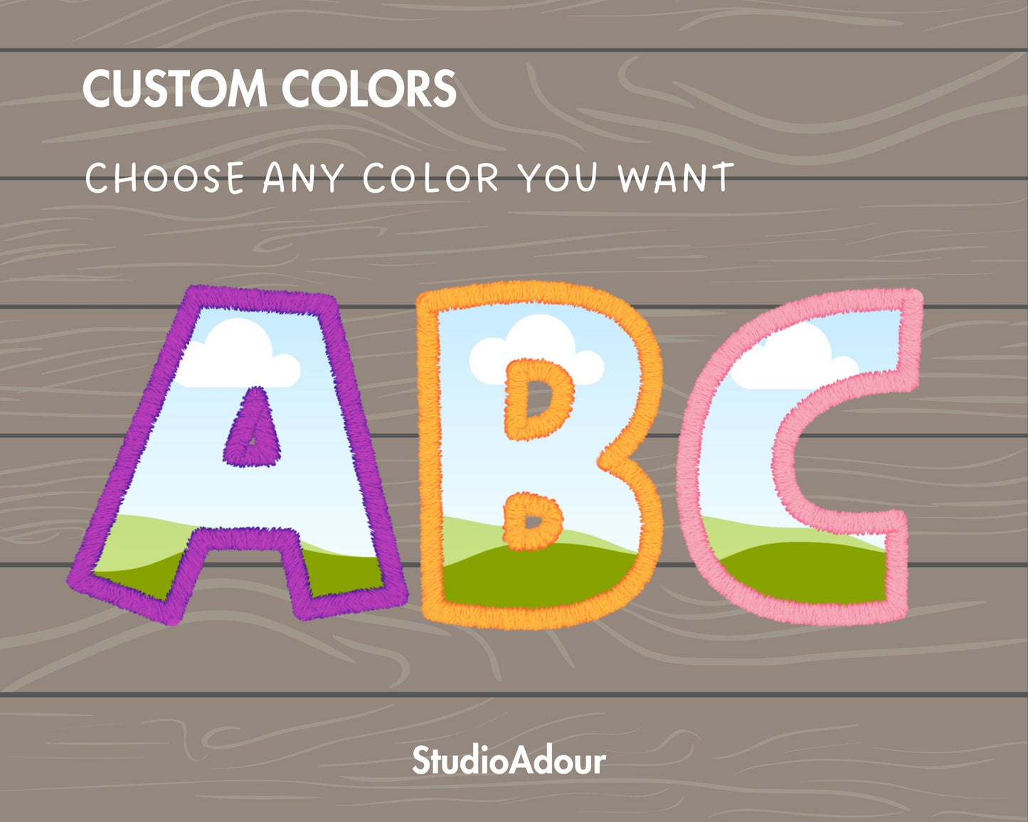 Digital Stitch Canva Letters PNG, Faux Embroidery Applique DIY Letters , Canva Frames Bundle, Easy Drag and Drop, Duotone Canva Alphabet