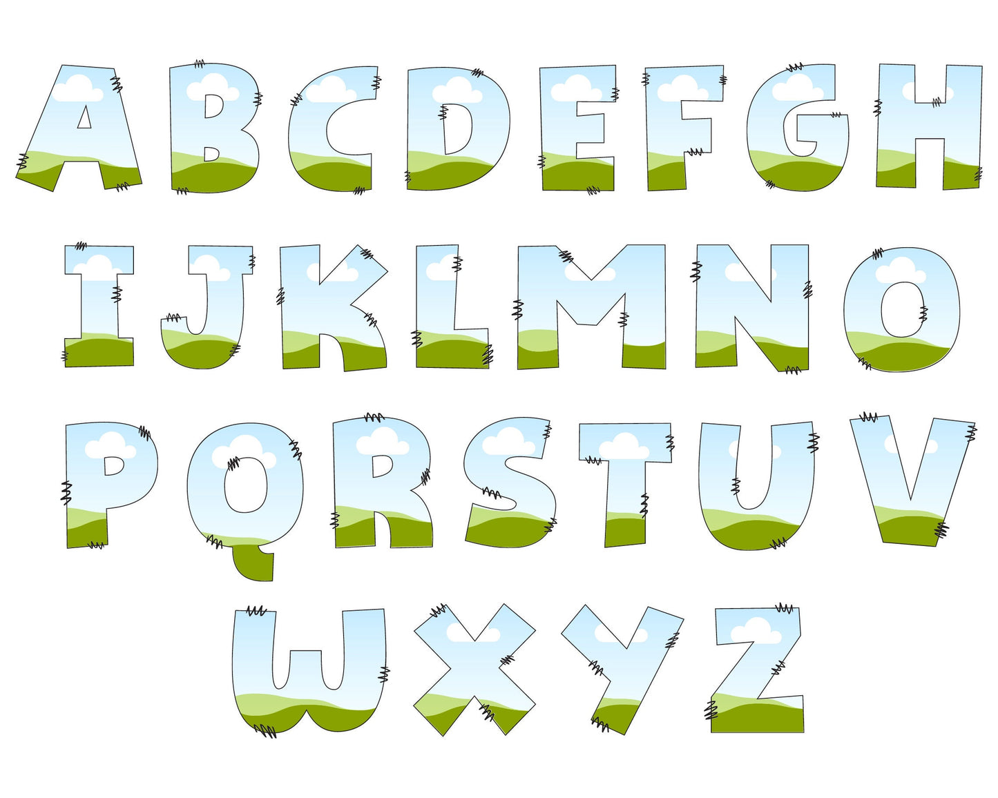 Design Your Own Doodle Letters on Canva, Doodle Alphabet Canva Template, Drag and Drop Canva Letters, Doodle Blank Letters, A-Z Canva Frames