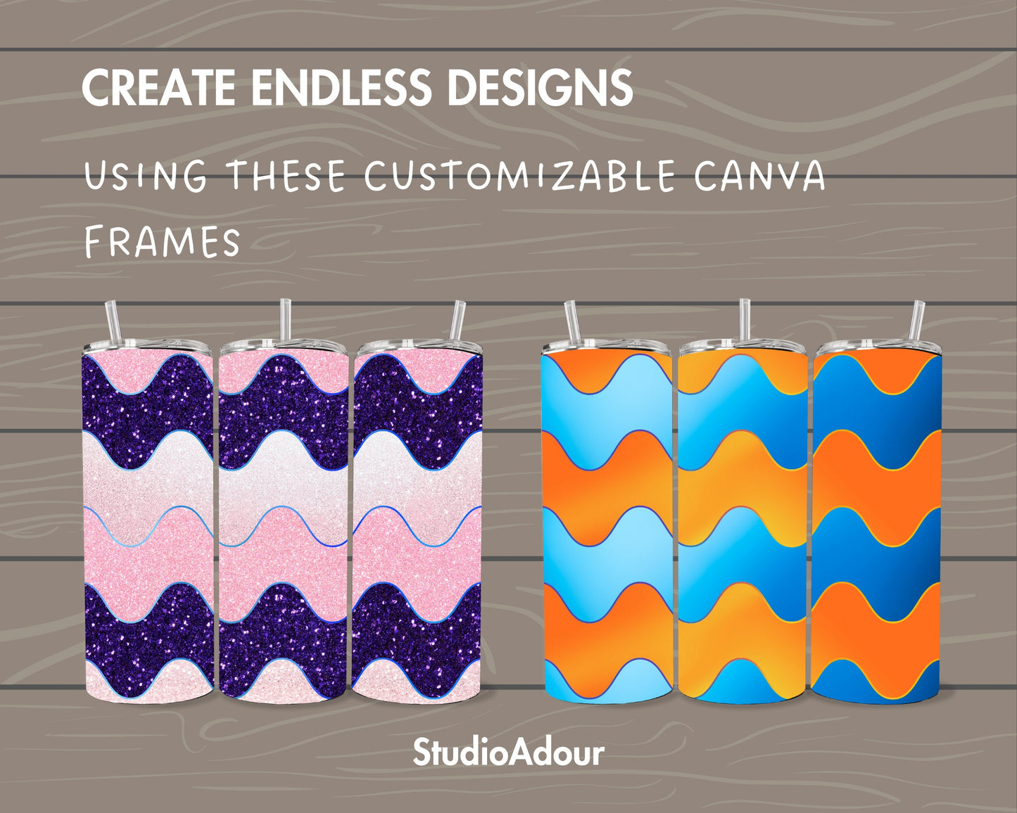 Design Your Own Waves Burst Tumbler Template, 20oz Straight Skinny Tumbler Canva Template, Drag and Drop, Wavy Seamless Tumbler Wrap