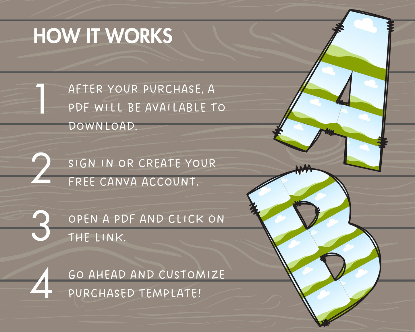Design Your Own Photo Collage in Canva, Editable Collage Canva Template, Drag and Drop Photo, Doodle Letters Collage, Alphabet Photo Collage