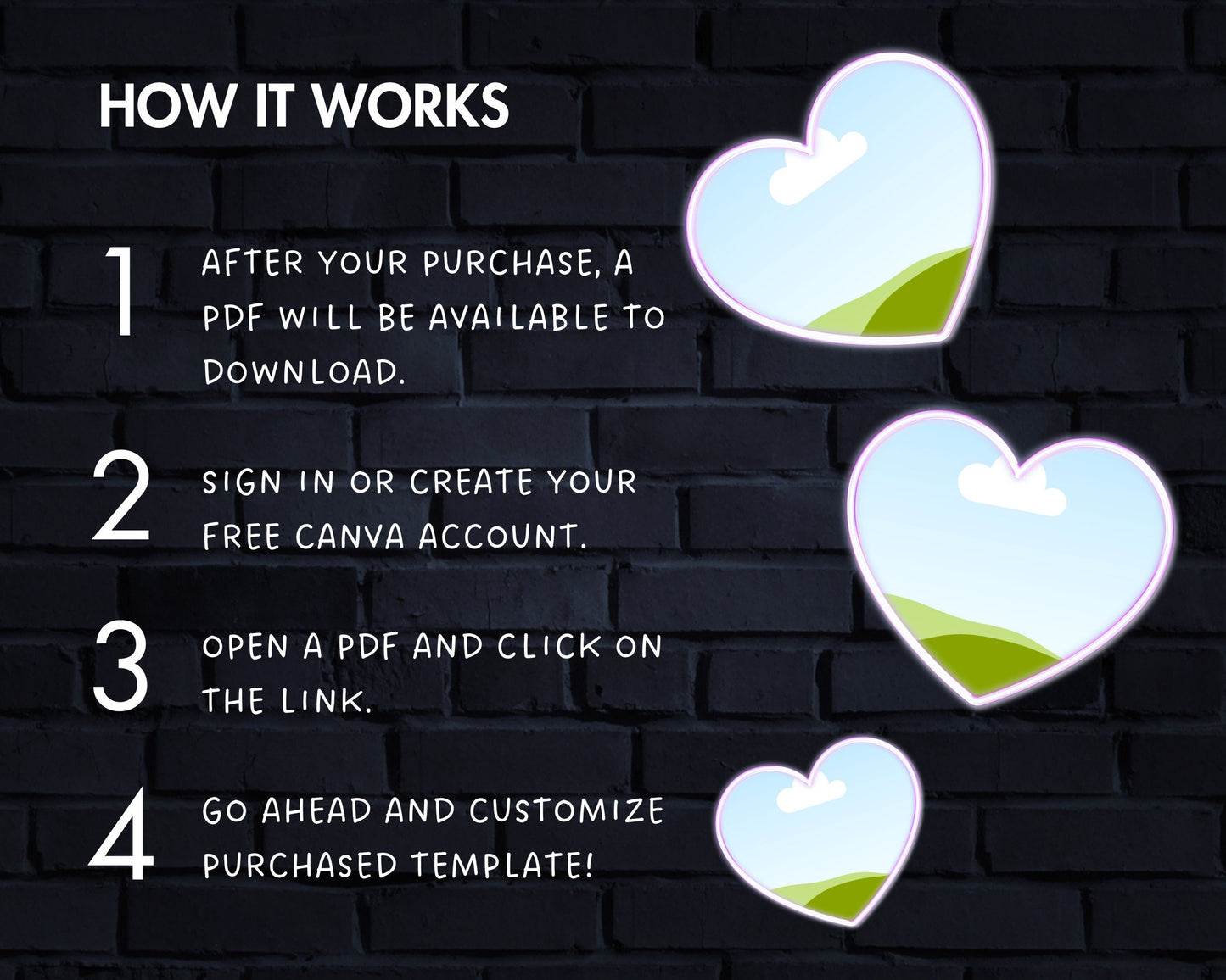 Design Your Own Neon Heart, Heart Canva Frames Bundle, Love Canva Template, Glowing Heart, Drag and Drop, Neon Clipart, Glow Effect Elements